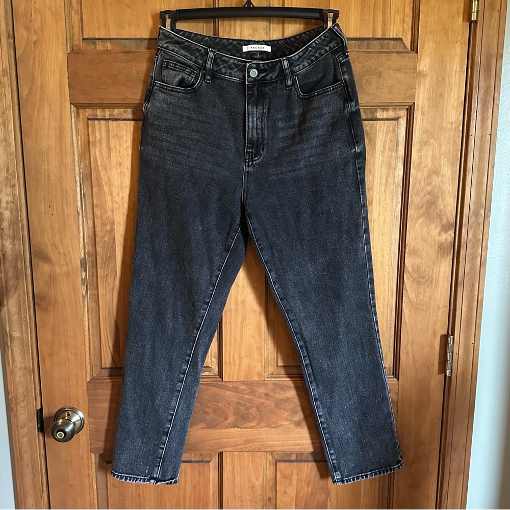 PacSun Women's Black Wash mom jean straight Leg Jeans 100% cotton size 28